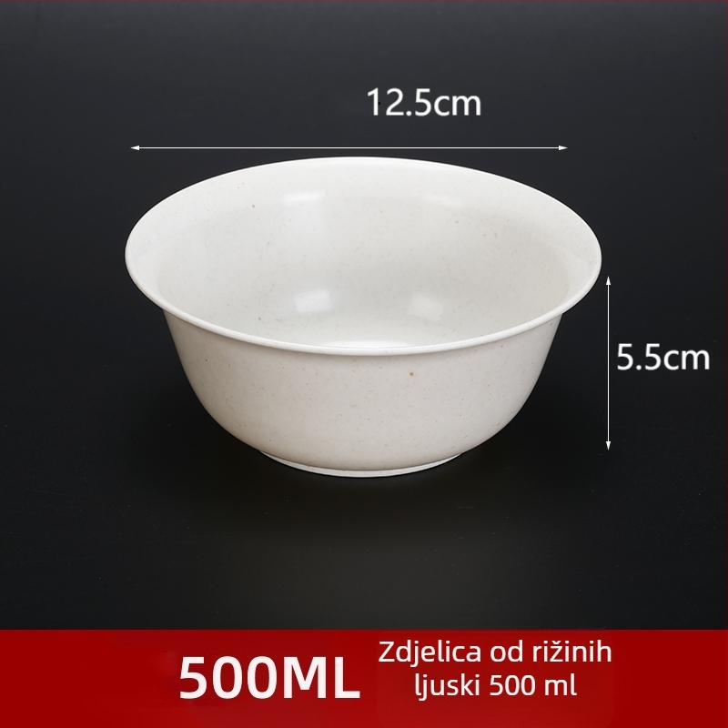 Set jednokratnog posuđa od ljuske riže – debele otporne zdjelice i tanjuri, biološki razgradivo banketno posuđe, 300 ml, 10 komada