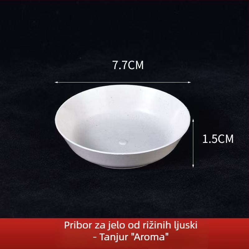 Set jednokratnog posuđa od ljuske riže – debele otporne zdjelice i tanjuri, biološki razgradivo banketno posuđe, 300 ml, 10 komada