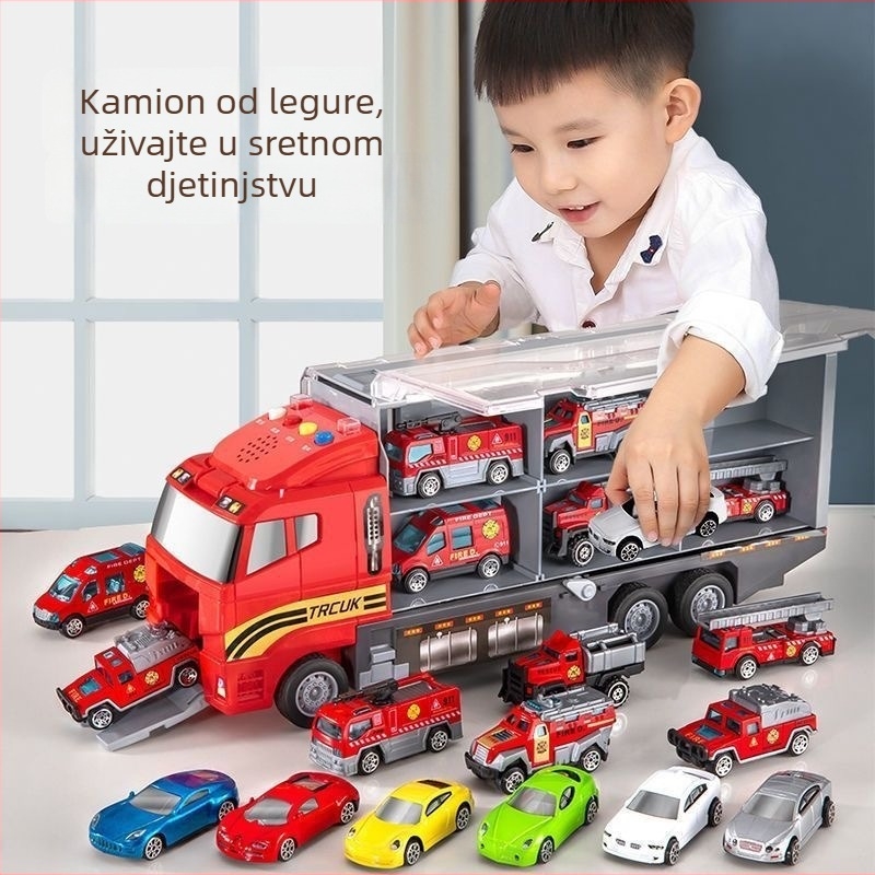 Edukativni aluminijski inženjerski model vatrogasnog vozila s velikim kontejnerskim kamionom za skladištenje