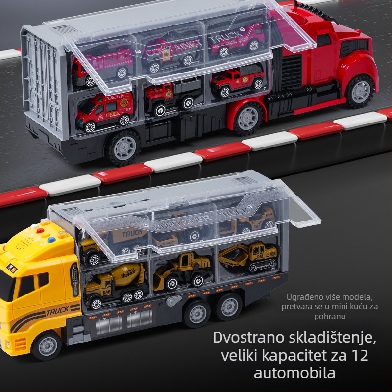 Edukativni aluminijski inženjerski model vatrogasnog vozila s velikim kontejnerskim kamionom za skladištenje