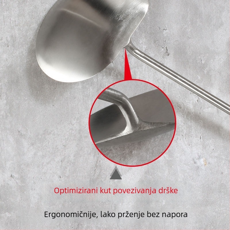 Špatula za prženje od nehrđajućeg čelika, ručno izrađena, debela, ravna spatula s dugim držakom za profesionalnu i kućnu upotrebu