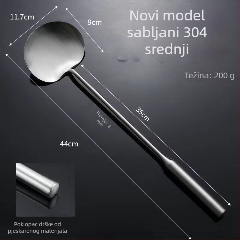 Špatula za prženje od nehrđajućeg čelika, ručno izrađena, debela, ravna spatula s dugim držakom za profesionalnu i kućnu upotrebu
