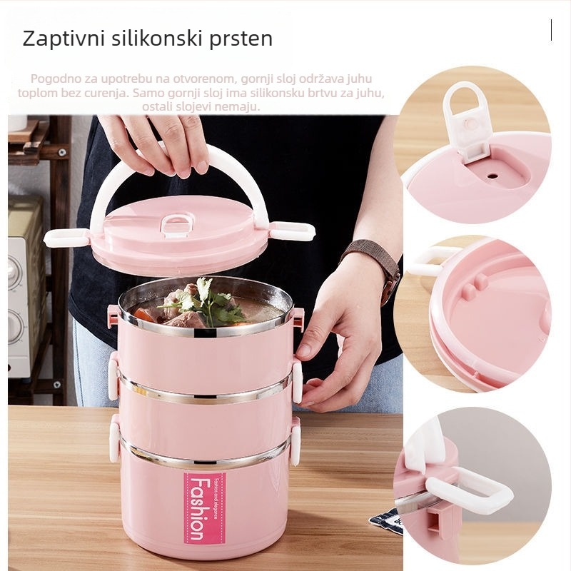 Kutija za ručak od nehrđajućeg čelika, s čvrstim brtvnim poklopcem, za učenike