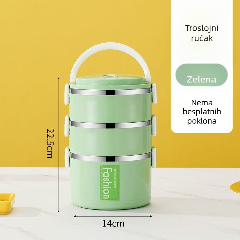 Kutija za ručak od nehrđajućeg čelika, s čvrstim brtvnim poklopcem, za učenike
