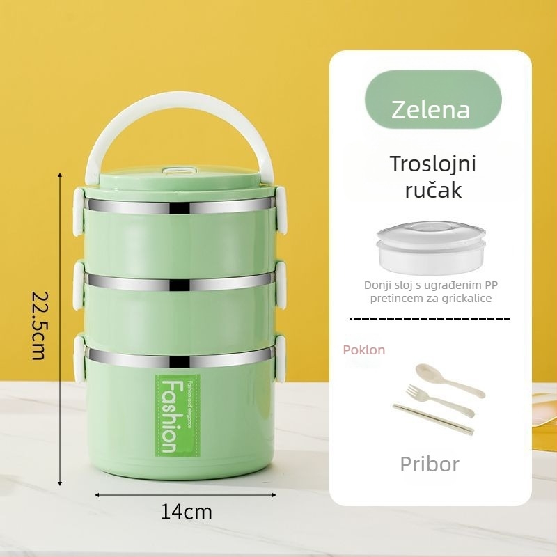 Kutija za ručak od nehrđajućeg čelika, s čvrstim brtvnim poklopcem, za učenike