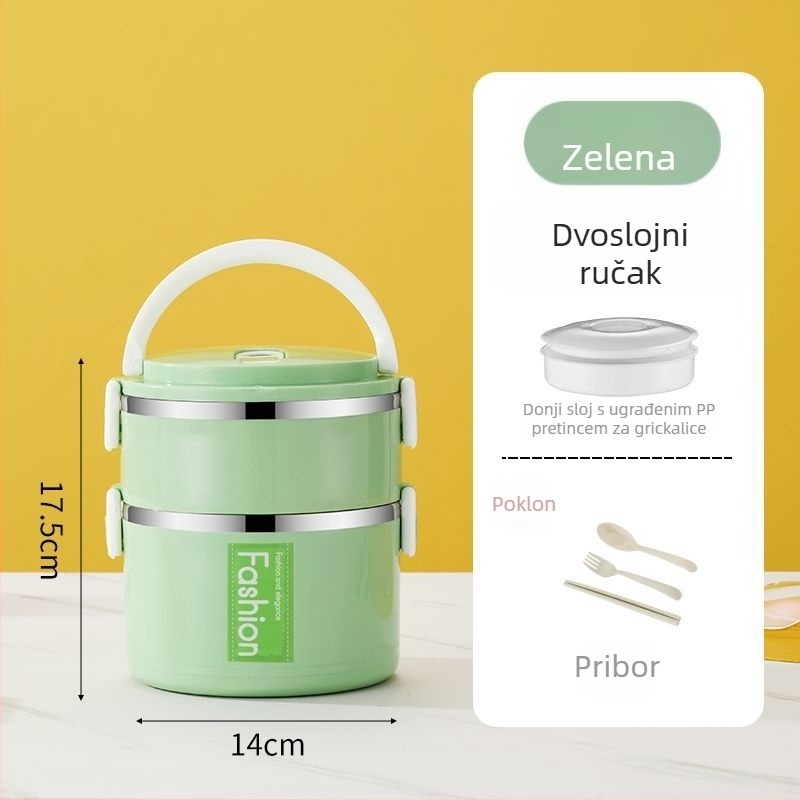 Kutija za ručak od nehrđajućeg čelika, s čvrstim brtvnim poklopcem, za učenike