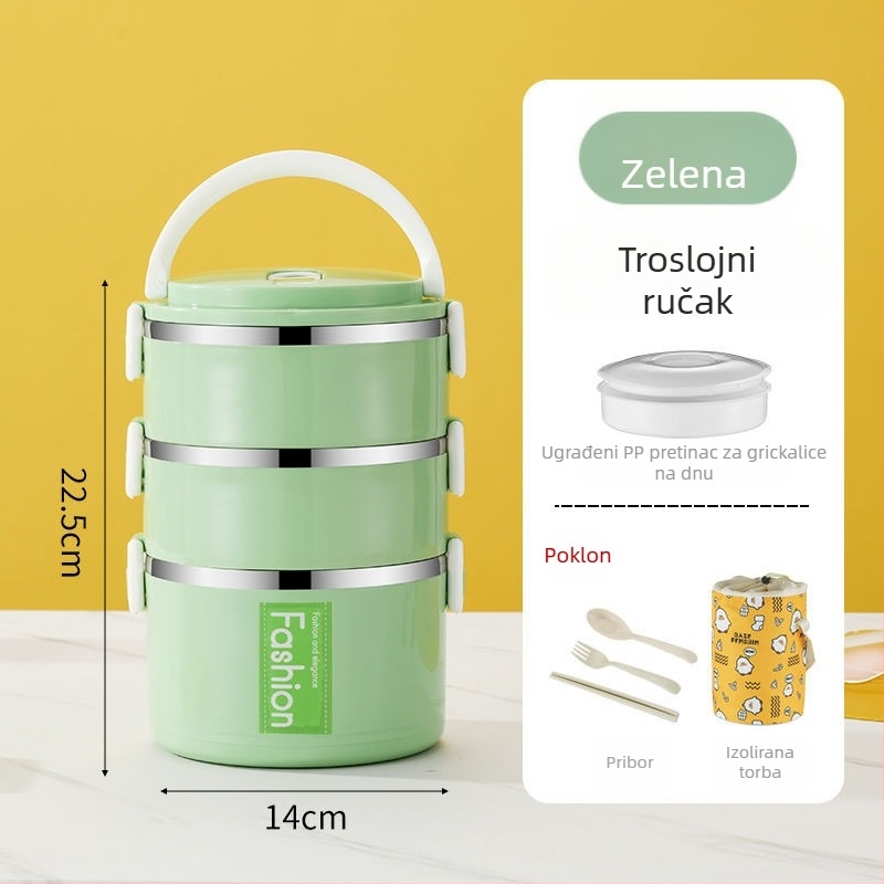 Kutija za ručak od nehrđajućeg čelika, s čvrstim brtvnim poklopcem, za učenike