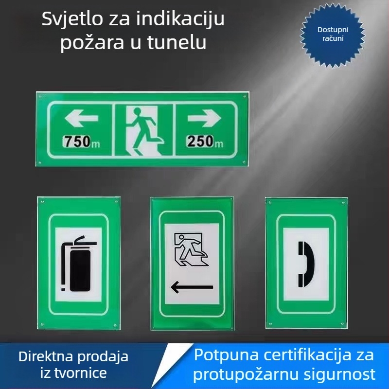 Tunelska LED sigurnosna svjetiljka sa znakom evakuacije i pješačkim prijelazom
