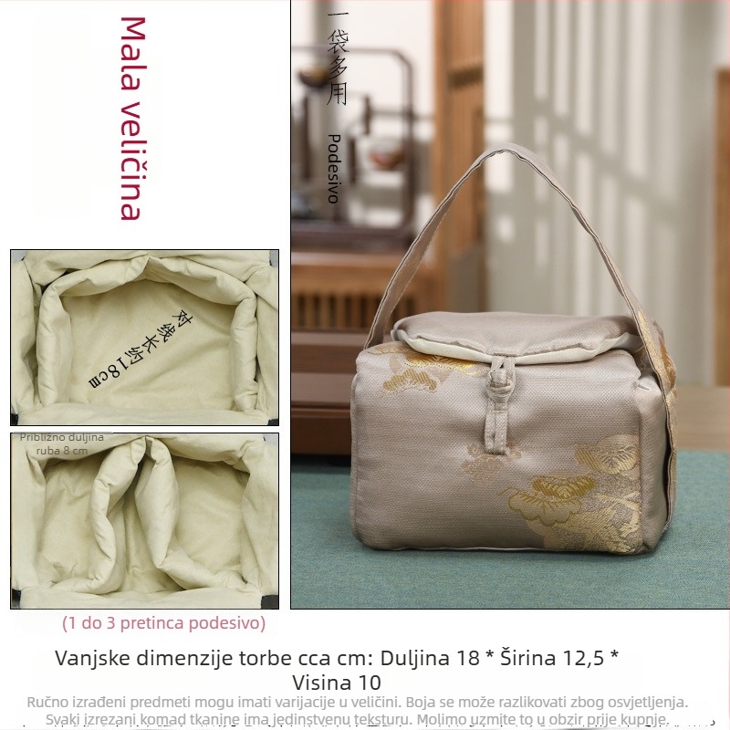 Gaiwan čajni set s poklopcem, čajnikom i dvije šalice; prijenosna tekstilna torba za pohranu; ojačan dizajn; prilagodljivo logo; dodaci za čajnu ceremoniju.