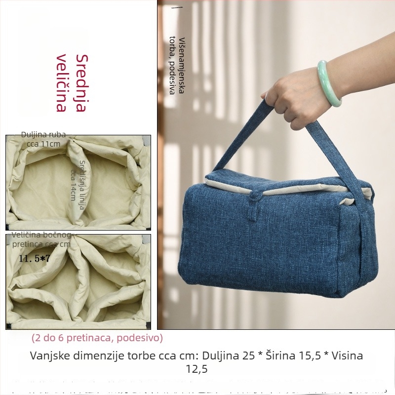Gaiwan čajni set s poklopcem, čajnikom i dvije šalice; prijenosna tekstilna torba za pohranu; ojačan dizajn; prilagodljivo logo; dodaci za čajnu ceremoniju.