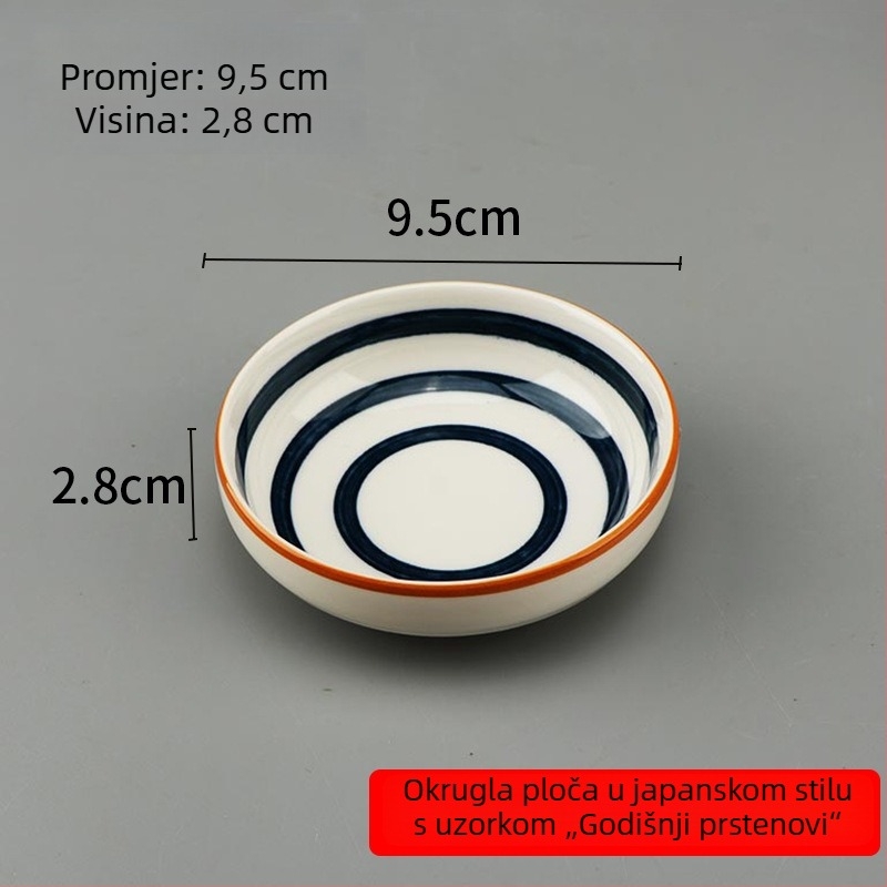 Porcelanski tanjur za umake – okrugli keramički tanjur za umake i začine, pogodan za dumplinge i roštilj; mikrovalna sigurnost; razni uzorci