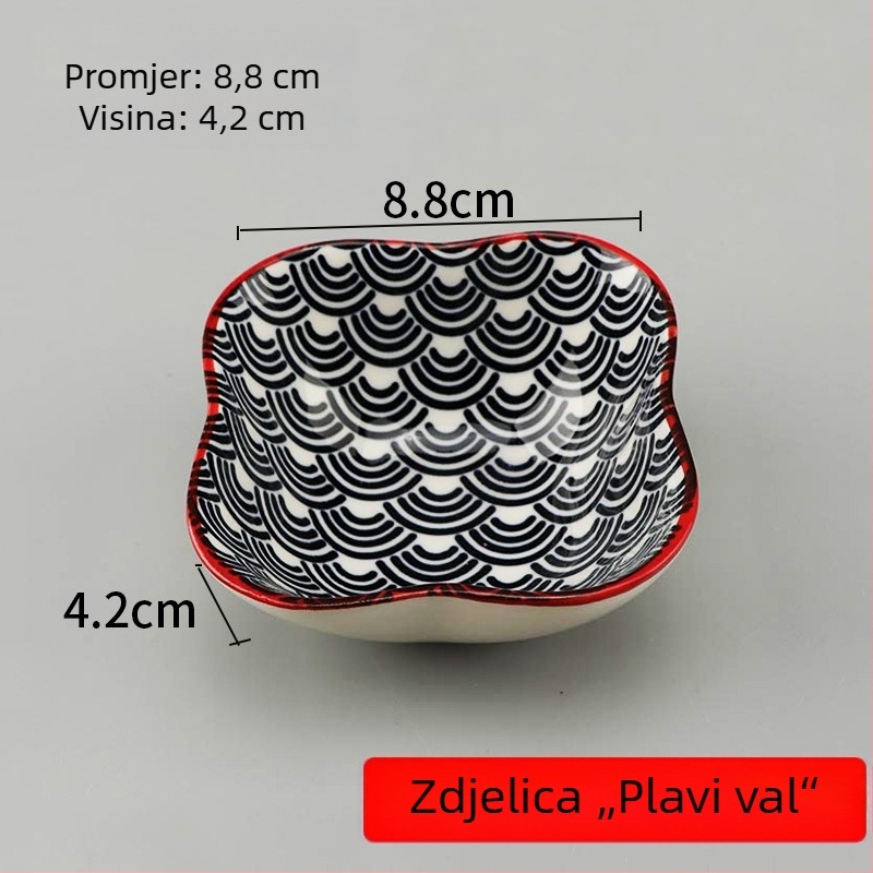 Porcelanski tanjur za umake – okrugli keramički tanjur za umake i začine, pogodan za dumplinge i roštilj; mikrovalna sigurnost; razni uzorci