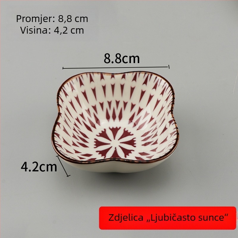 Porcelanski tanjur za umake – okrugli keramički tanjur za umake i začine, pogodan za dumplinge i roštilj; mikrovalna sigurnost; razni uzorci