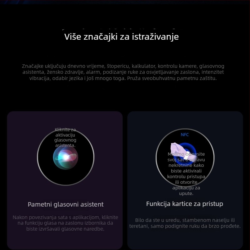 W10 pametni sat, Bluetooth vodootporan sportski sat s offline plaćanjem NFC, HD TFT zaslon od 1,52 inča