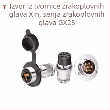 GX25-2 avijacijski konektor, 3–8 pinova, jezgra 9/10P12, flange ženski–muški DF25M spojnik