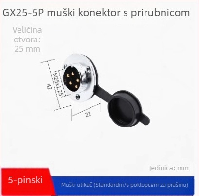 GX25-2 avijacijski konektor, 3–8 pinova, jezgra 9/10P12, flange ženski–muški DF25M spojnik
