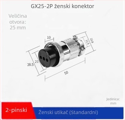 GX25-2 avijacijski konektor, 3–8 pinova, jezgra 9/10P12, flange ženski–muški DF25M spojnik
