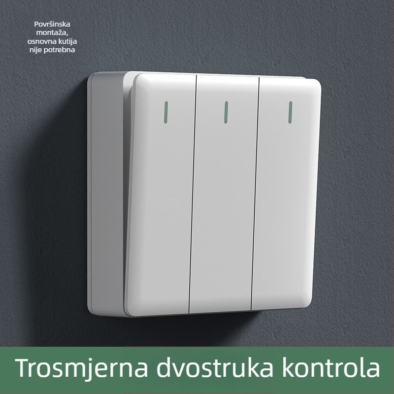 Površinsko montiran prekidač i utičnica, tip 86, veliki panel, utičnice s pet otvora i tri otvora, 16 A, za kućnu uporabu