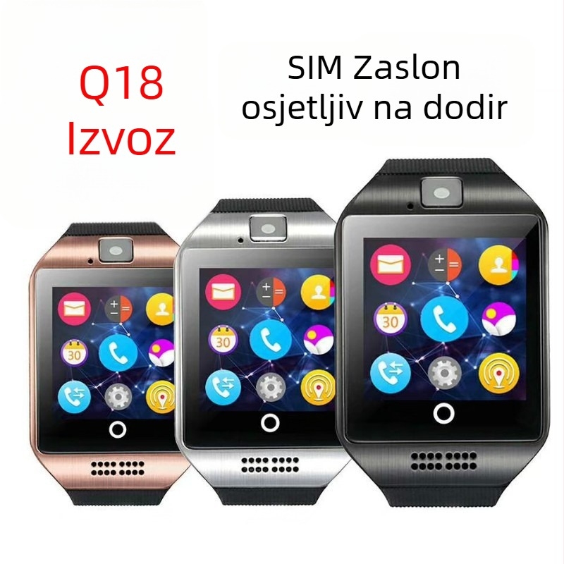 Q18 pametni sat sa SIM karticom za pozive, zakrivljen HD zaslon, brojač koraka, Bluetooth