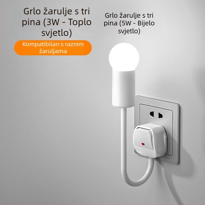 LED noćna lampica uz krevet, priključna, za spavaću sobu, energetski učinkovita, super svijetla