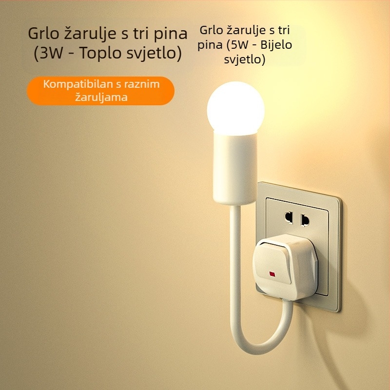 LED noćna lampica uz krevet, priključna, za spavaću sobu, energetski učinkovita, super svijetla