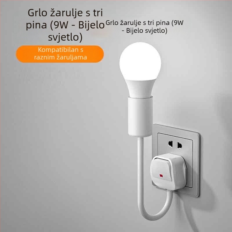 LED noćna lampica uz krevet, priključna, za spavaću sobu, energetski učinkovita, super svijetla