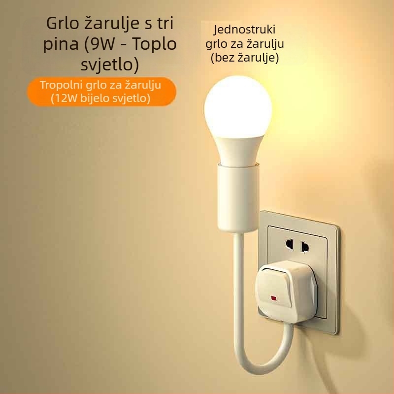 LED noćna lampica uz krevet, priključna, za spavaću sobu, energetski učinkovita, super svijetla