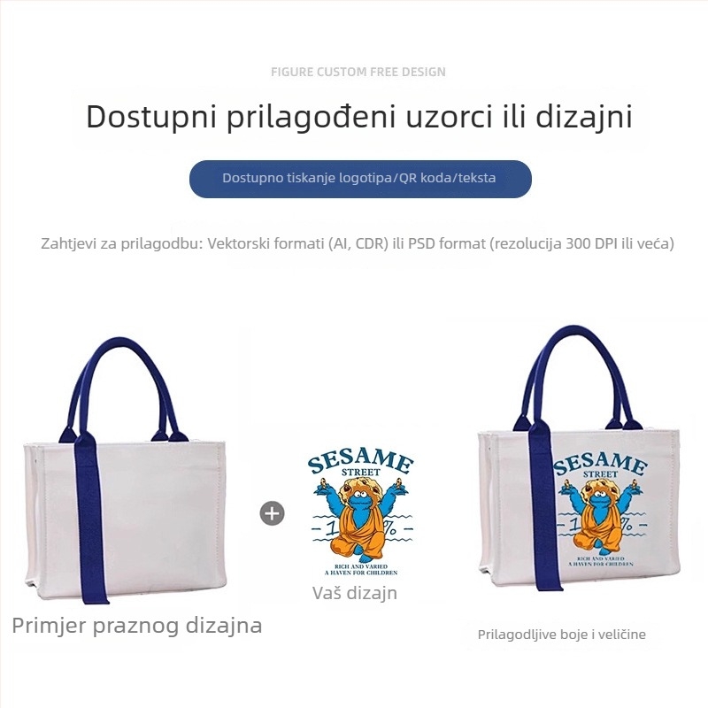 Prazna laminirana tote torba, platnena torba, pamucna torba, studentska platnena torba za kulturu i kreativnu reklamu s prilagođenim logotipom