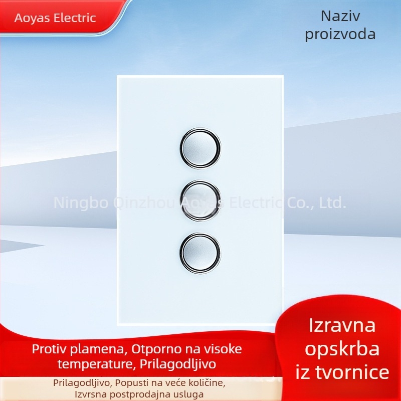 Stakleni panel prekidača za zid s australskom SAA potvrdom, 220-250V