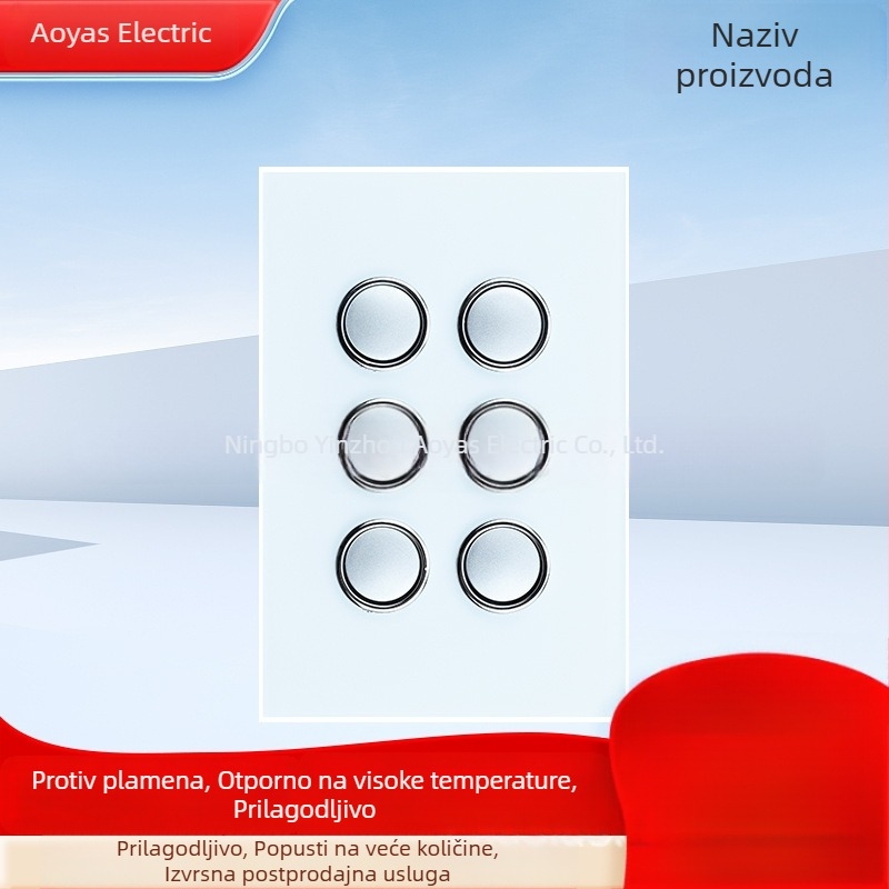 Stakleni panel prekidača za zid s australskom SAA potvrdom, 220-250V