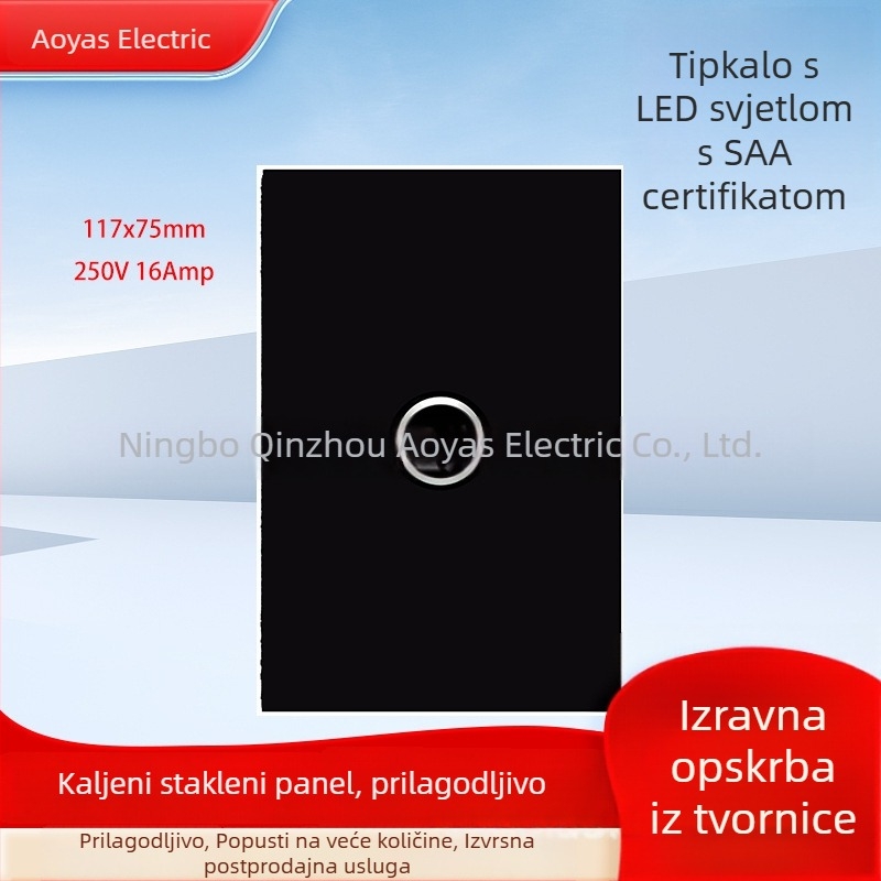 Stakleni panel prekidača za zid s australskom SAA potvrdom, 220-250V