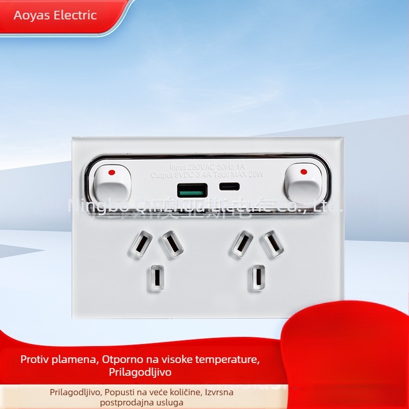 Stakleni panel prekidača za zid s australskom SAA potvrdom, 220-250V