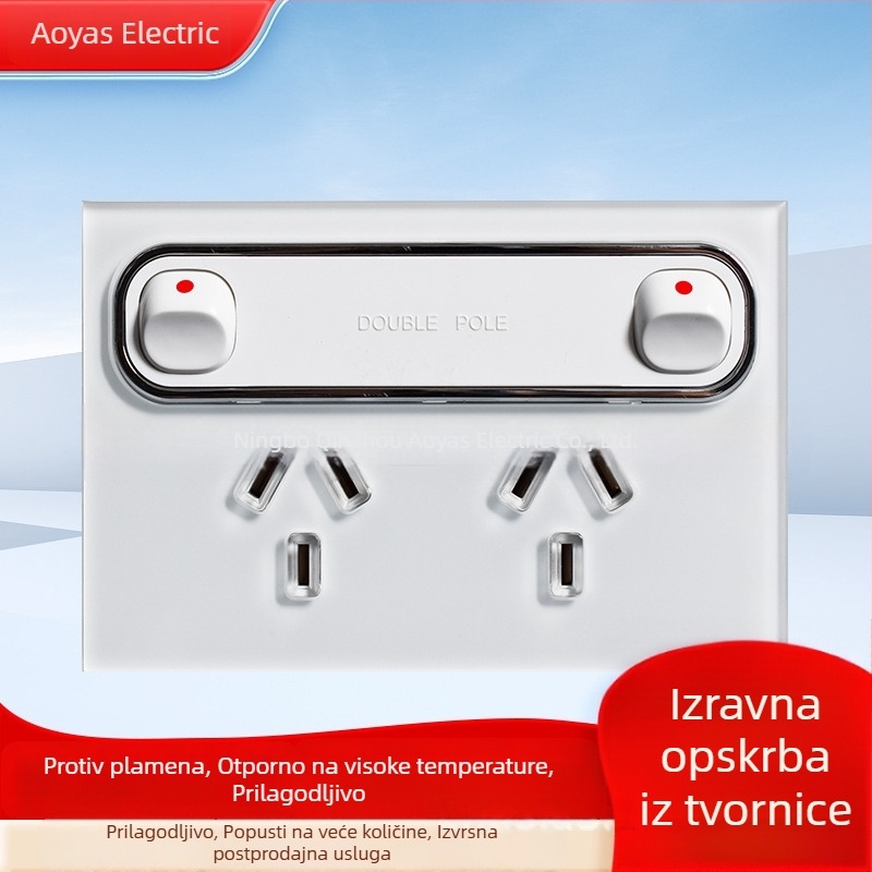 Stakleni panel prekidača za zid s australskom SAA potvrdom, 220-250V