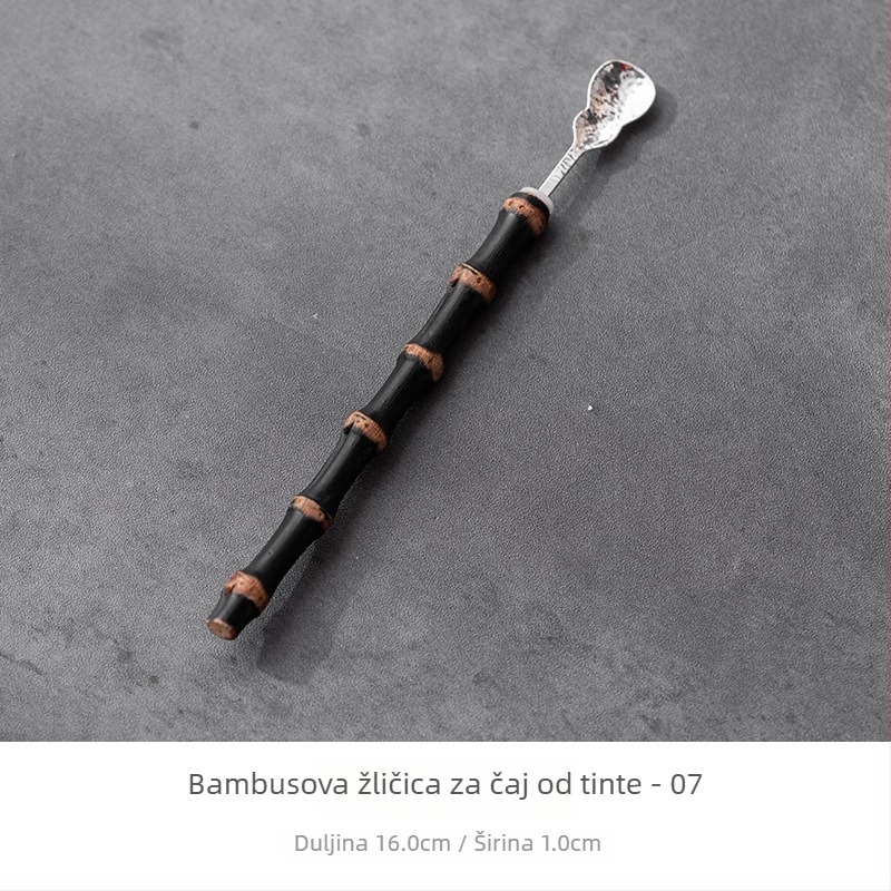 Set alata za čajnu ceremoniju u antičkom stilu s ljubičastim bambusom – bambusova čajna žličica, čajna žličica, bambus šiba, čajna lopatica, Šest gospodara