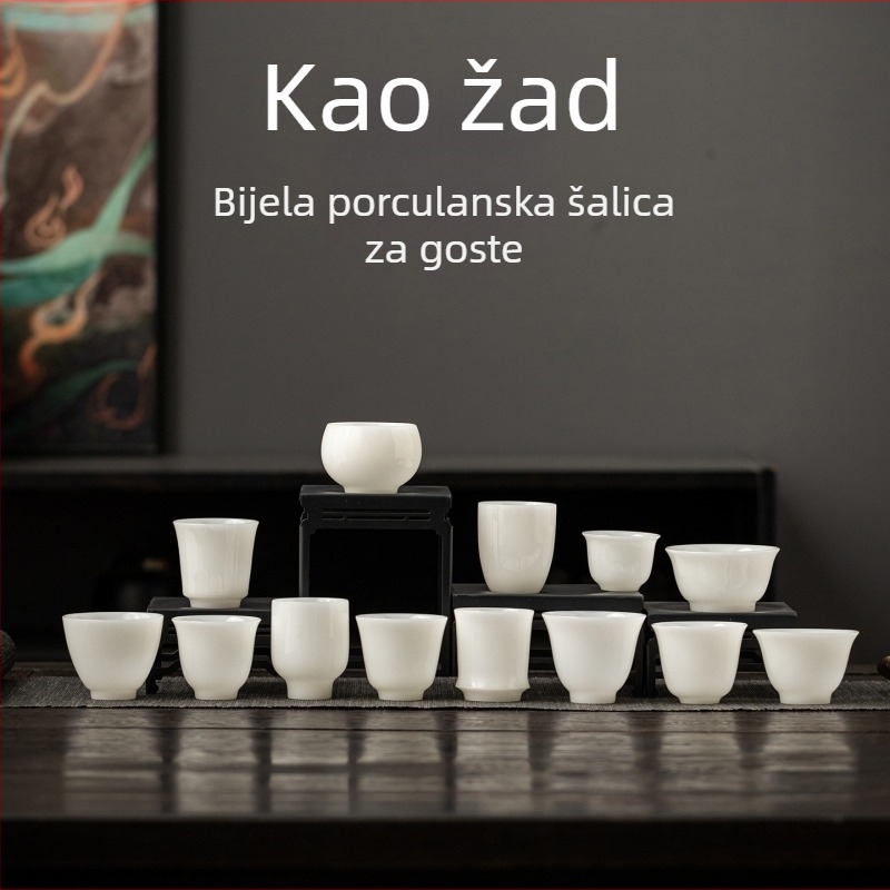 Bijela porcelanska šalica za čaj, glazura ledenog tipa, pojedinačna šalica za gongfu čaj, kućna upotreba