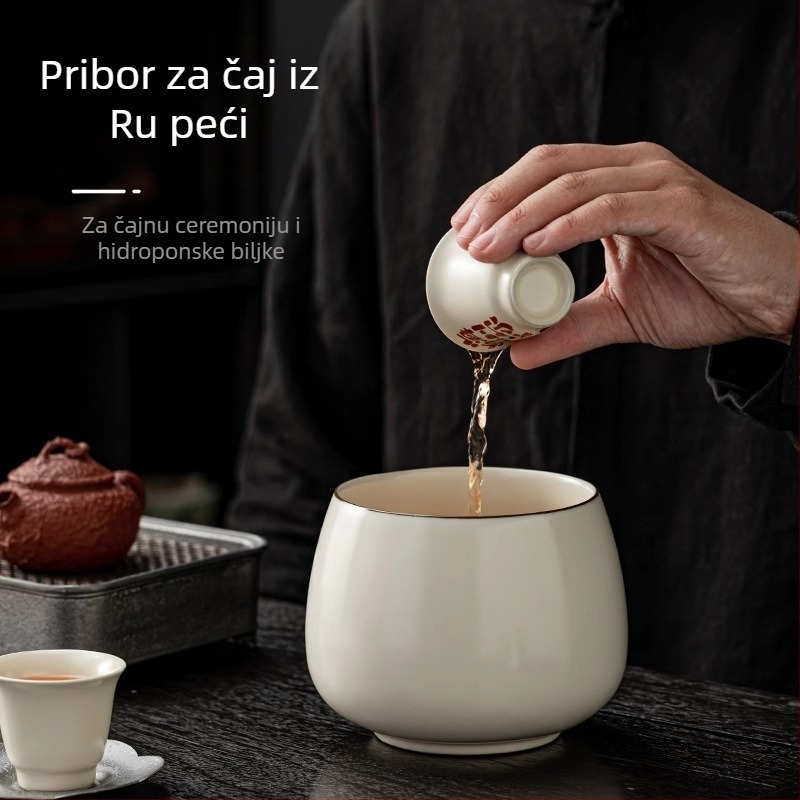 Keramički dodaci za Kung Fu čajnu ceremoniju — jednostavan retro set: vodena posuda, zdjela za pranje čaja, spremnik vode, čajna kanta i spremnik taloga
