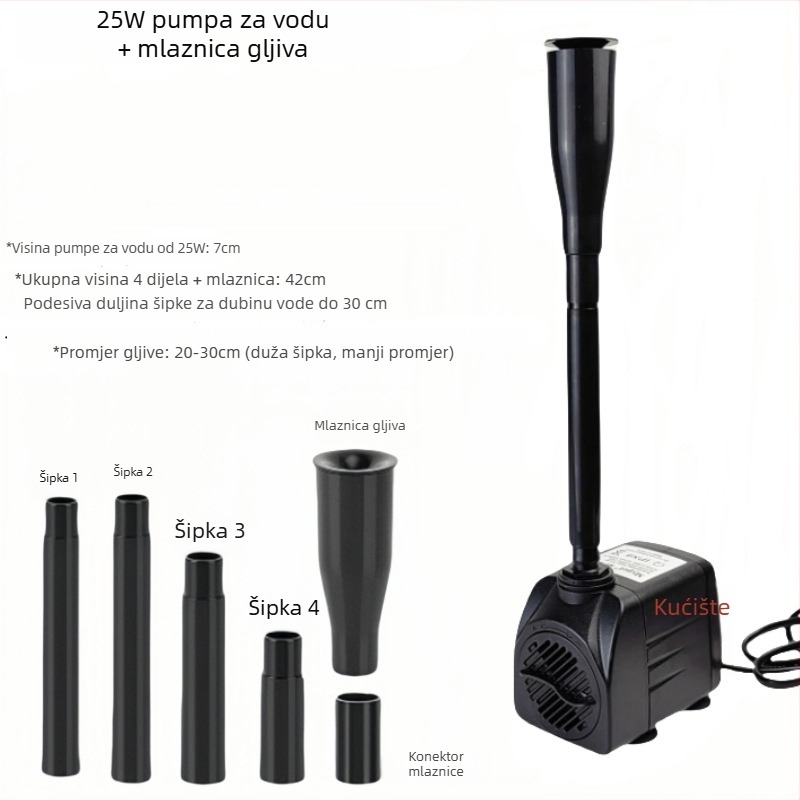 Mlaznica za fontanu u obliku gljive s LED osvjetljenjem, pogodna za male fontane i akvarije, dekorativna svadbena fontana