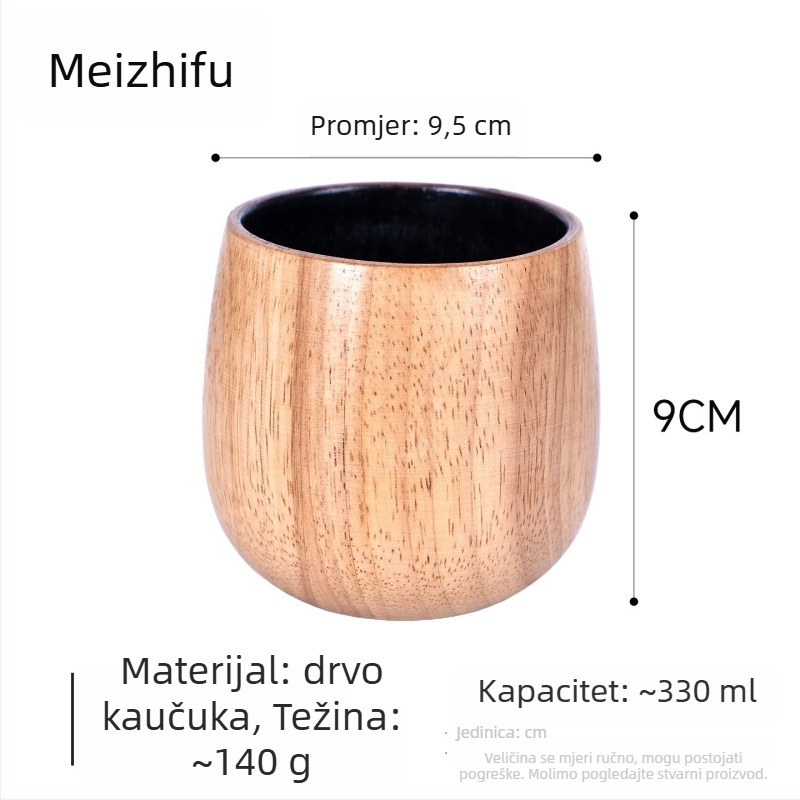 Drvena šalica za čaj s velikim trbuhom, ručno izrađena, japanski stil, motiv Tri kraljevstva, kućna čaša za vodu