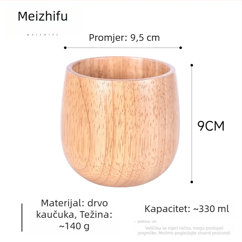 Drvena šalica za čaj s velikim trbuhom, ručno izrađena, japanski stil, motiv Tri kraljevstva, kućna čaša za vodu