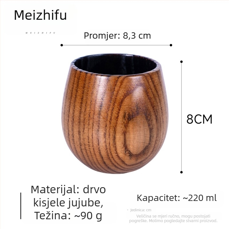 Drvena šalica za čaj s velikim trbuhom, ručno izrađena, japanski stil, motiv Tri kraljevstva, kućna čaša za vodu