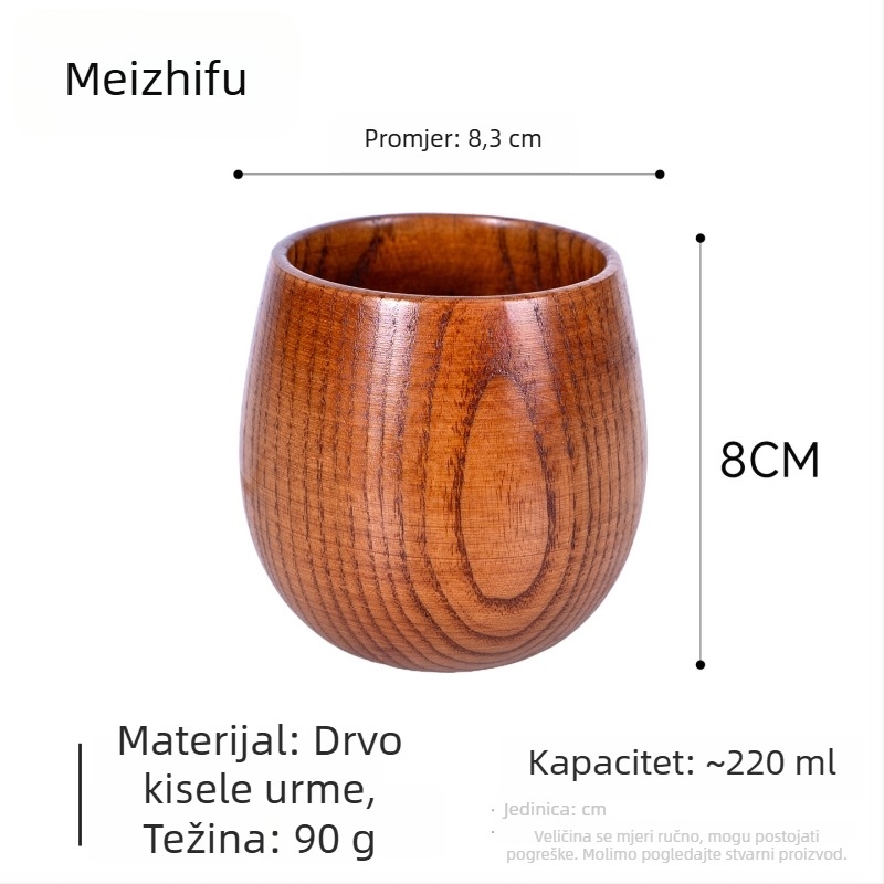 Drvena šalica za čaj s velikim trbuhom, ručno izrađena, japanski stil, motiv Tri kraljevstva, kućna čaša za vodu
