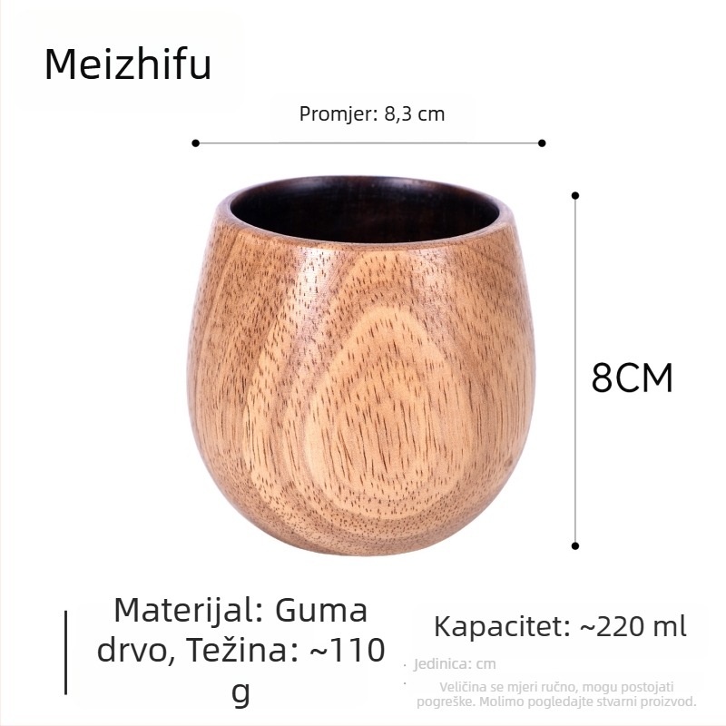 Drvena šalica za čaj s velikim trbuhom, ručno izrađena, japanski stil, motiv Tri kraljevstva, kućna čaša za vodu
