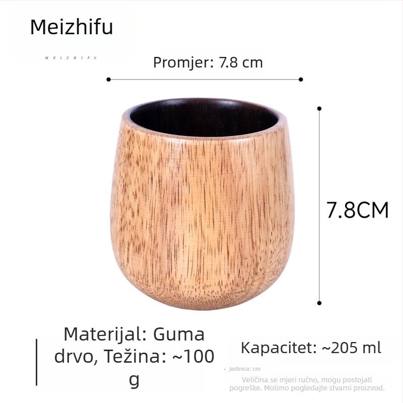 Drvena šalica za čaj s velikim trbuhom, ručno izrađena, japanski stil, motiv Tri kraljevstva, kućna čaša za vodu