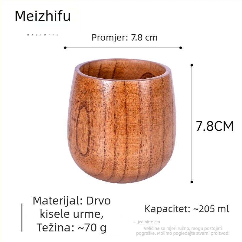 Drvena šalica za čaj s velikim trbuhom, ručno izrađena, japanski stil, motiv Tri kraljevstva, kućna čaša za vodu