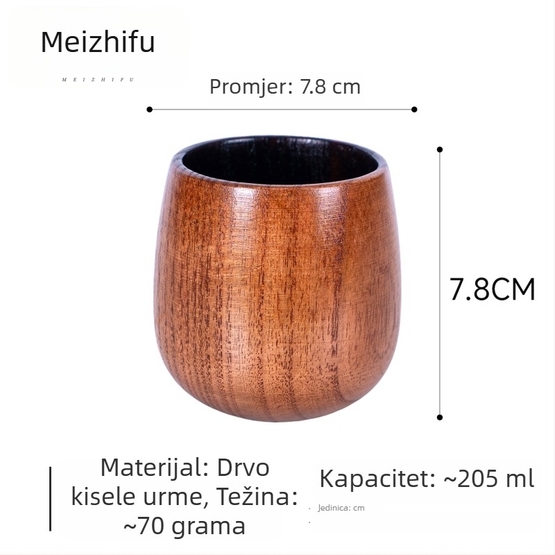Drvena šalica za čaj s velikim trbuhom, ručno izrađena, japanski stil, motiv Tri kraljevstva, kućna čaša za vodu
