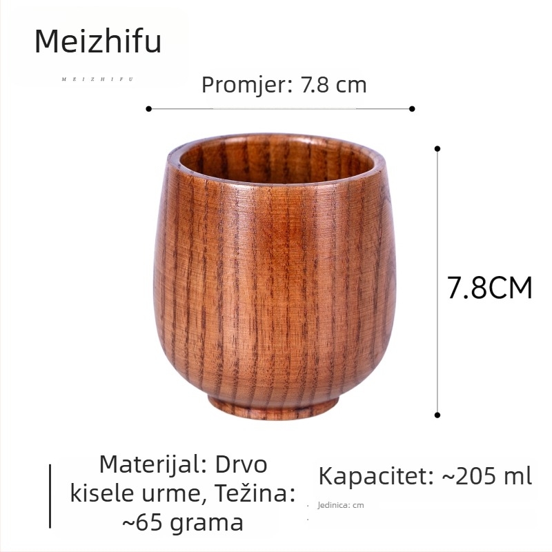 Drvena šalica za čaj s velikim trbuhom, ručno izrađena, japanski stil, motiv Tri kraljevstva, kućna čaša za vodu