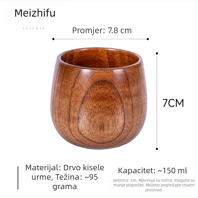Drvena šalica za čaj s velikim trbuhom, ručno izrađena, japanski stil, motiv Tri kraljevstva, kućna čaša za vodu