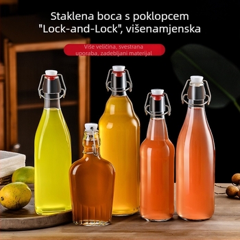Prozirna staklena boca s zaključavanjem za enzime, sokove i fermentaciju vina, domaće voćno vino
