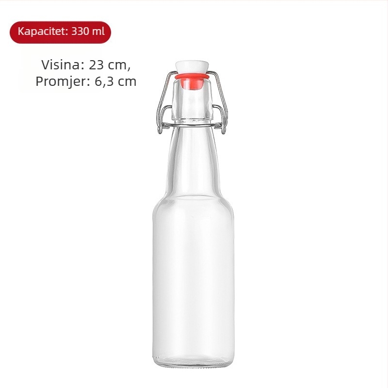 Prozirna staklena boca s zaključavanjem za enzime, sokove i fermentaciju vina, domaće voćno vino