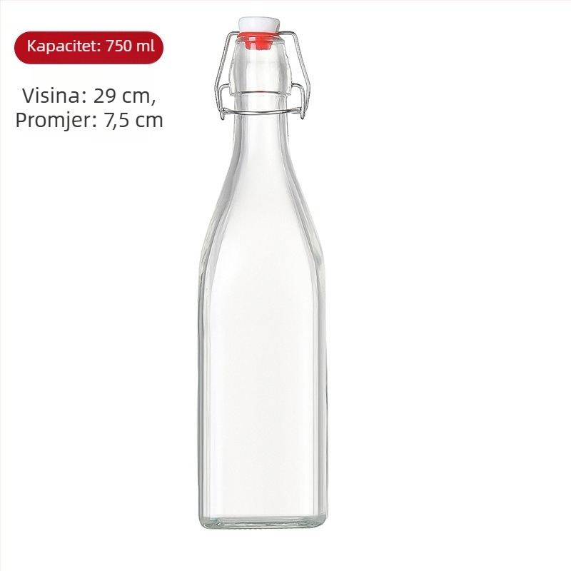 Prozirna staklena boca s zaključavanjem za enzime, sokove i fermentaciju vina, domaće voćno vino